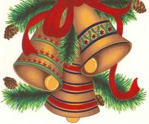 yapboz Set üç çanlar Noel süslemeleri ile süslü bir